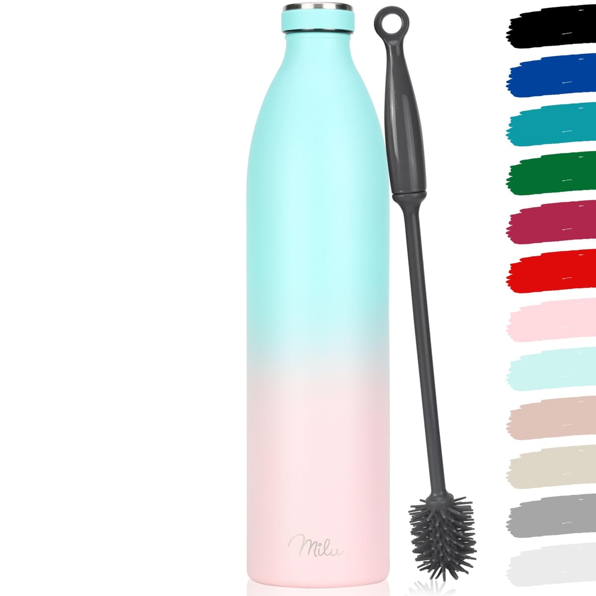 Milu Stainless Steel Drinking Bottle 1500 ml - Insulated Thermo Flask for Water - Leak Proof, Insulated and Double Walled, Carbonated (Granite Navy Blue, 1,5L) — view 74