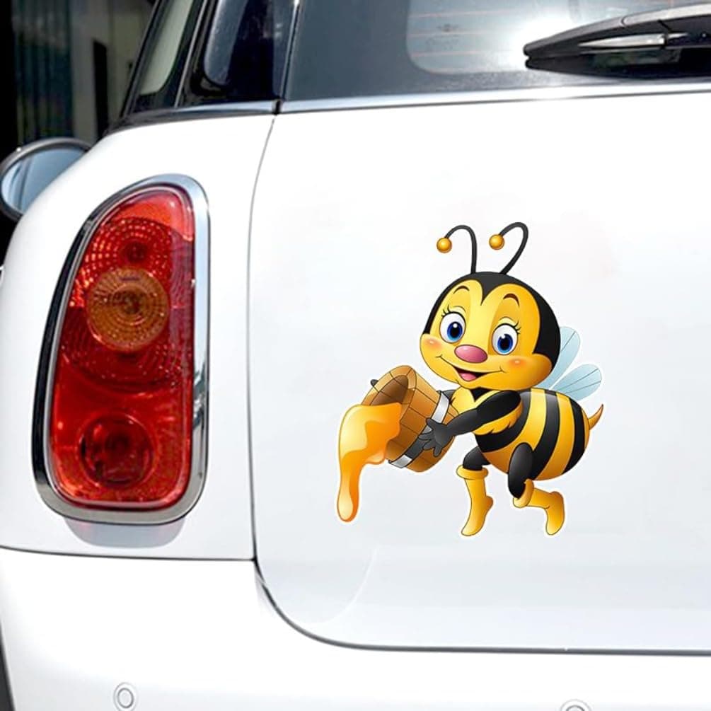 2 pegatinas bonitas de dibujos animados de abeja para coche, 11 x 13 cm, impermeables, esteticas, adecuadas para coche, portátil, viajes, vinilo extra duradero PVC Materia |# TM12 — view 5