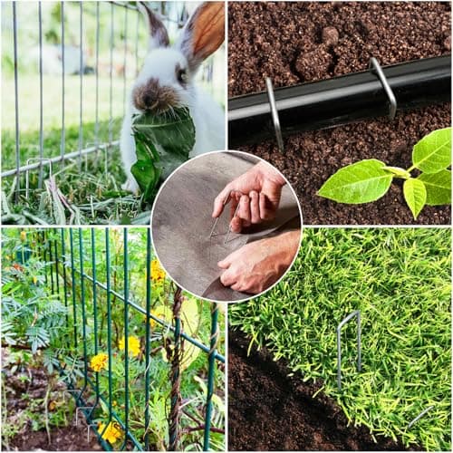 HongWay 240 Pack 6 Inch Landscape Staples, Garden Stakes Galvanized Tent Stakes Heavy Duty 11 Gauge SOD Landscaping Fabric Pins Yard Ground Lawn Staples for Plant Cover, Turf, Fence, Grass Decoration — view 3
