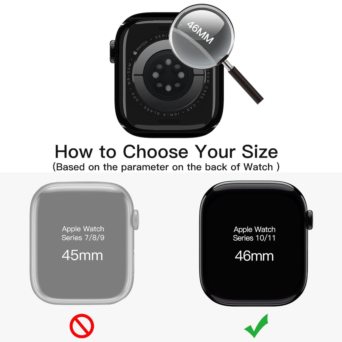 JETech Case with Screen Protector for Apple Watch Series 11/10 46mm, Overall Protective Cover, Built-in Tempered Glass Film High Sensitivity, 2 Pack (Black) — view 2