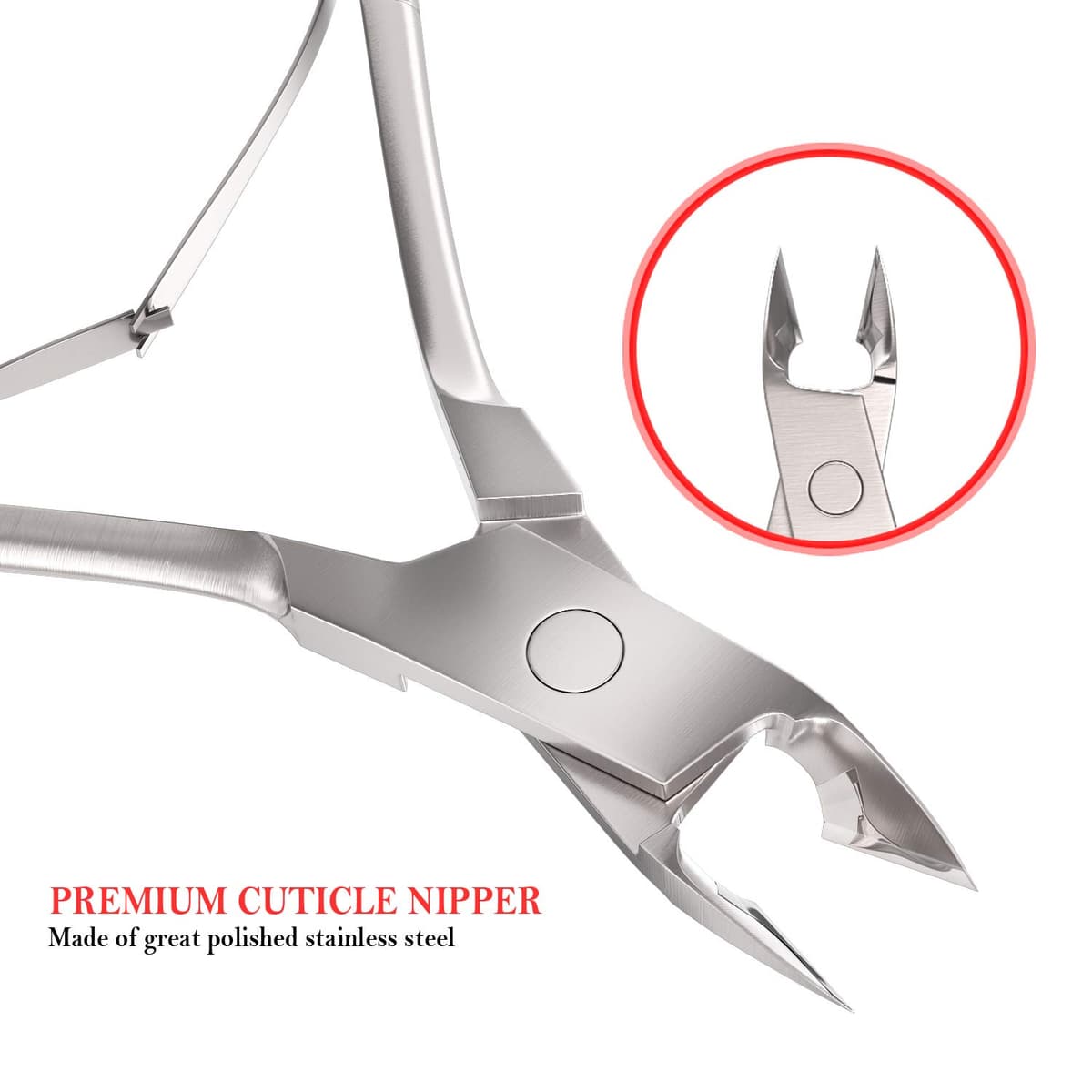 Jestilo Professional Cuticle Nippers Scissors Cutters, Removers Stainless Steel Best Nail Care Tool for Manicure and Pedicure (Silver) — view 2