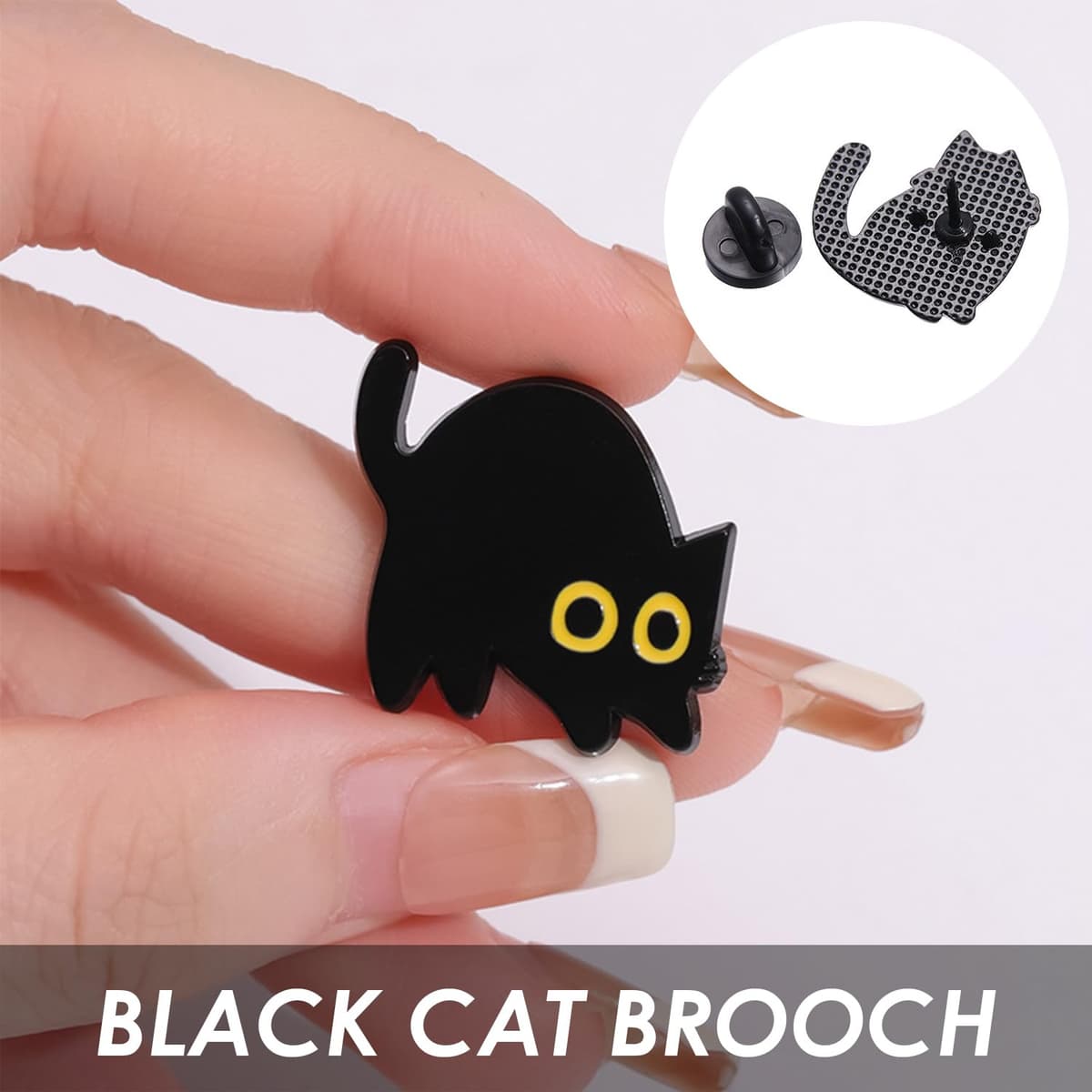 6 Lindas Insignias En Forma De Gatos Negros, Broches De Alfiler Sólidos, Decoración De Sombrero De Mochila, Colección De Animales De, Juego De Regalo Pequeño. — view 3