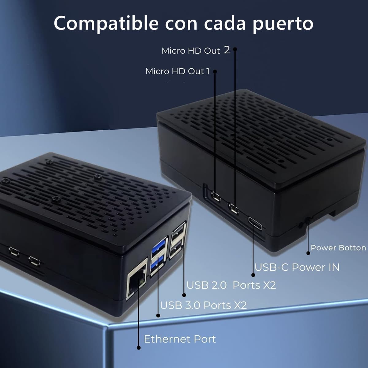 Vemico Raspberry Pi 5 16GB Starter Kit Tarjeta 64GB Pi 5 Carcasa con Active Cooler Fuente de alimentación 27W 5.1V5A USB-C 2 HD out Cables USB Lector de Tarjetas Adaptadores de Tarjetas — view 3
