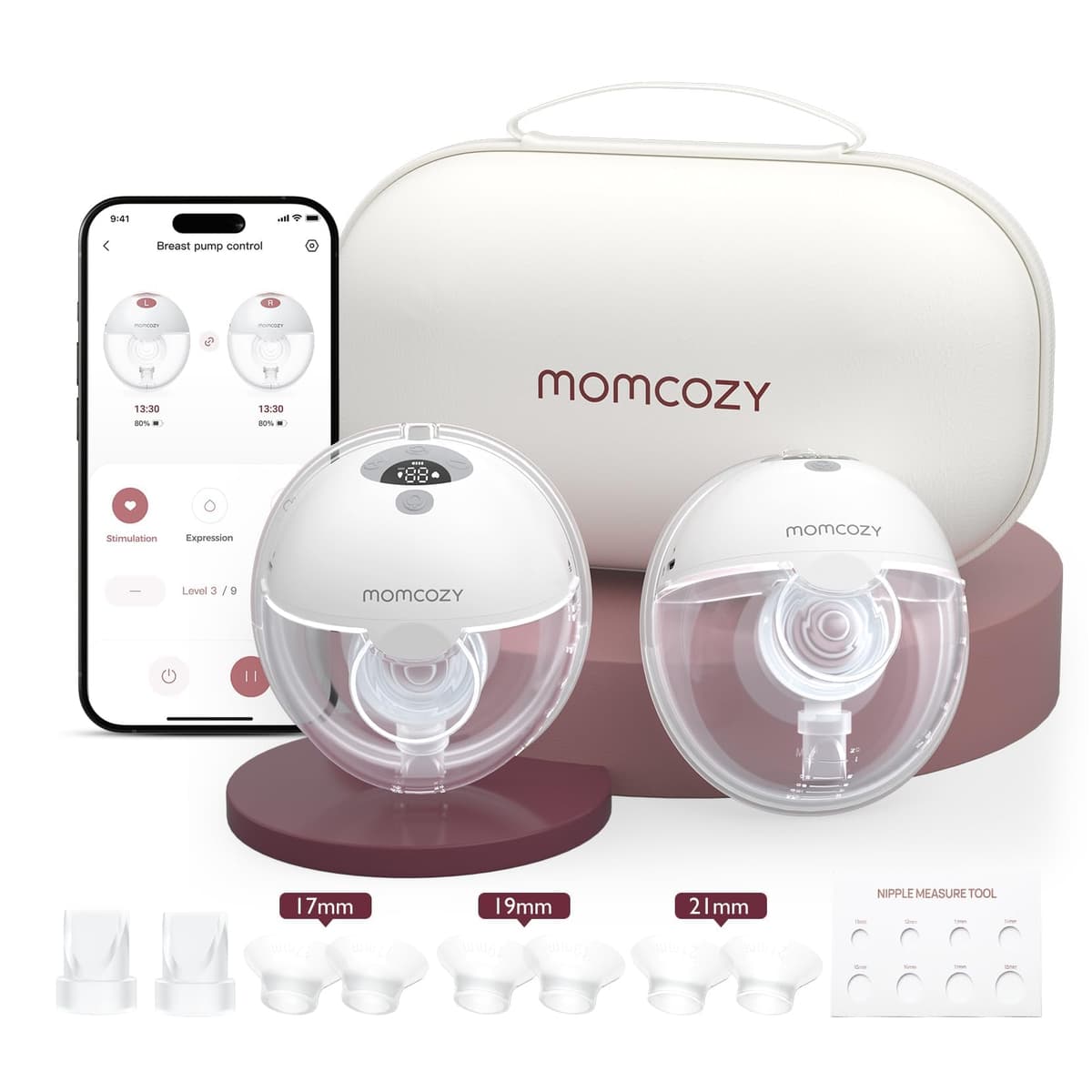 Momcozy M5 Smart Breast Pump, APP Controlled Wearable Hands‑Free Electric Pump, 3 Modes 9 Suction Levels, Portable Lightweight Pump, 24mm Flange, 1 Count, Quill Gray — view 10