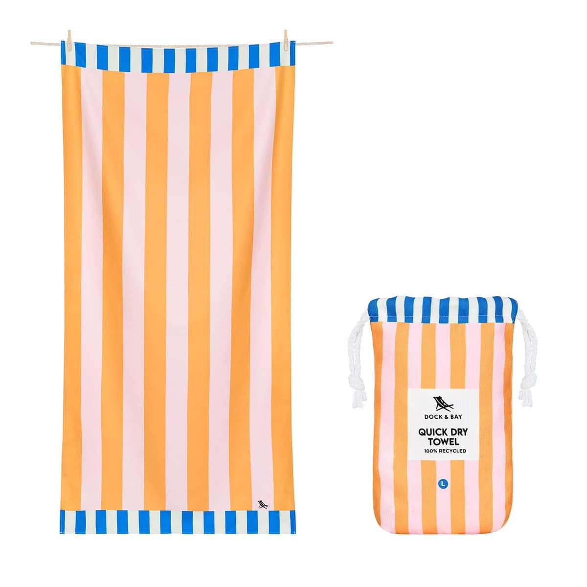 Dock & Bay Beach Towel - Quick Dry, Sand Free - Compact, Lightweight - 100% Recycled - Includes Bag - Cabana - Whitsunday Blue - Large (160x90cm, 63x35) — view 33
