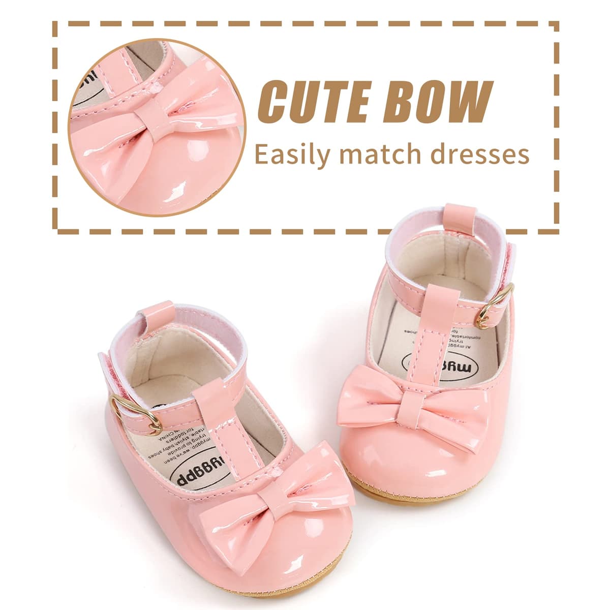 Baby Girls First Walking Shoes Mary Jane PU Leather Anti-Slip Princess Shoes Infant Baby Shoes — view 65