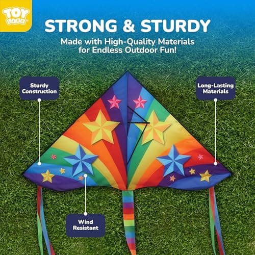 TOY Life 59.1'' Large Rainbow Delta Kites Easy to Fly for Kids Adults with 328.1 FT String, Beach Kite Outdoor Game Outside Toys Activity, Rainbow Gift for Kids Ages 4-8 — view 3