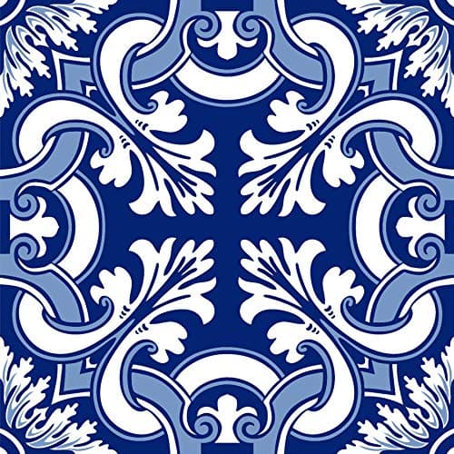 Poromoro Spanish Portuguese Azulejo Style Peel and Stick Backsplash Tile Stickers Set of 16 pcs (11.9, 15)