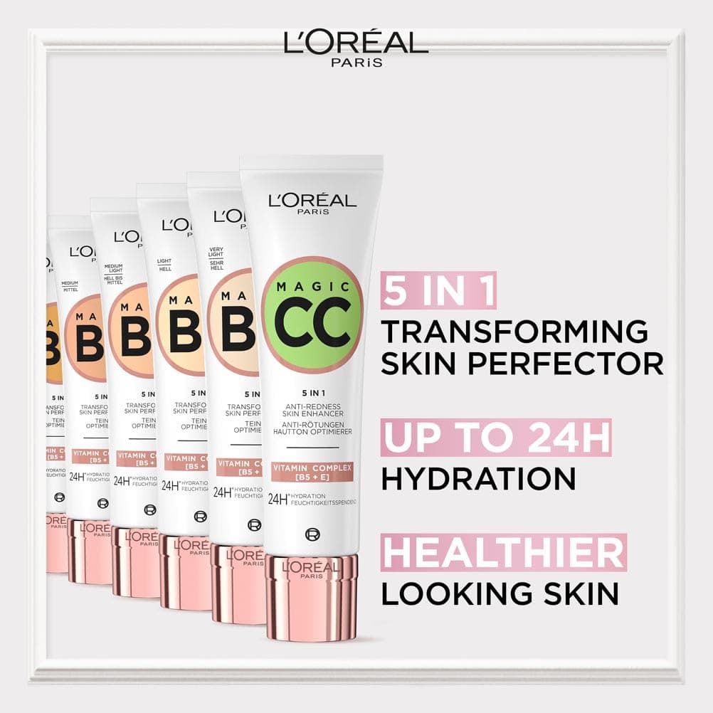 L'Oréal Paris Magic CC Cream with SPF 11, Anti-Redness and Colour Correcting, With Vitamins B5 and E, Lightweight Hydrating Formula Adapts to Skin Tone for a Natural Glowy Finish, 30 ml — view 2