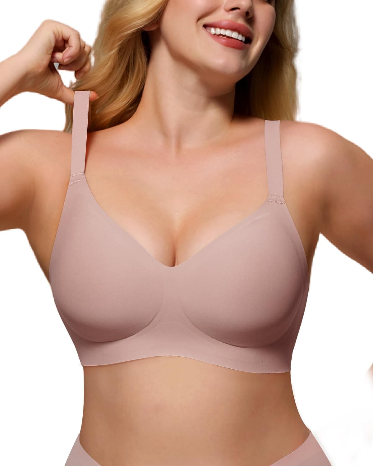 As Fairy Womens Soft Comfortable No Underwire Bras V Neck Seamless Push Up Bralettes Full Coverage Tshirt Brassiere — view 15
