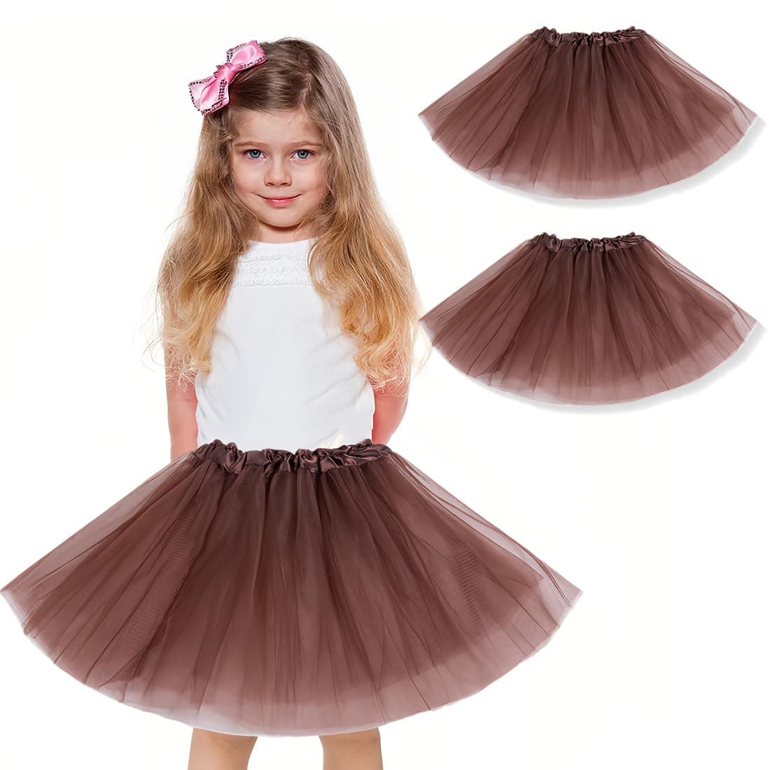 Paquete de 2 faldas de fiesta para niñas, disfraz de tutú, tutú de tul para fiestas de baile, enagua de ballet, verde — view 13
