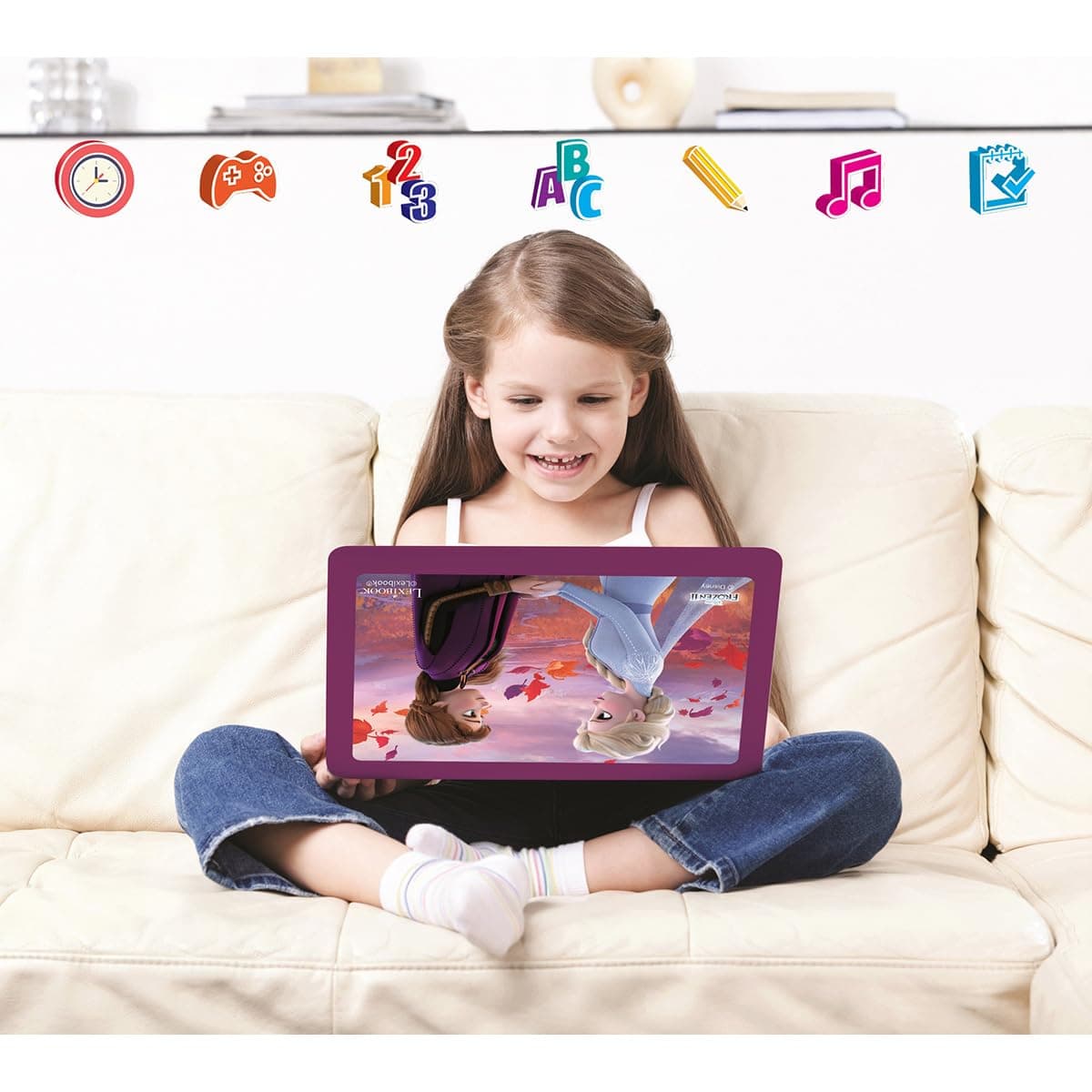 Lexibook, Frozen, Ordenador Educativo y bilingüe en español/inglés, Juguete para niñas con 124 Actividades para Aprender, Jugar y Escuchar música con Elsa y Anna, Azul/Púrpura, JC598FZi2 — view 5