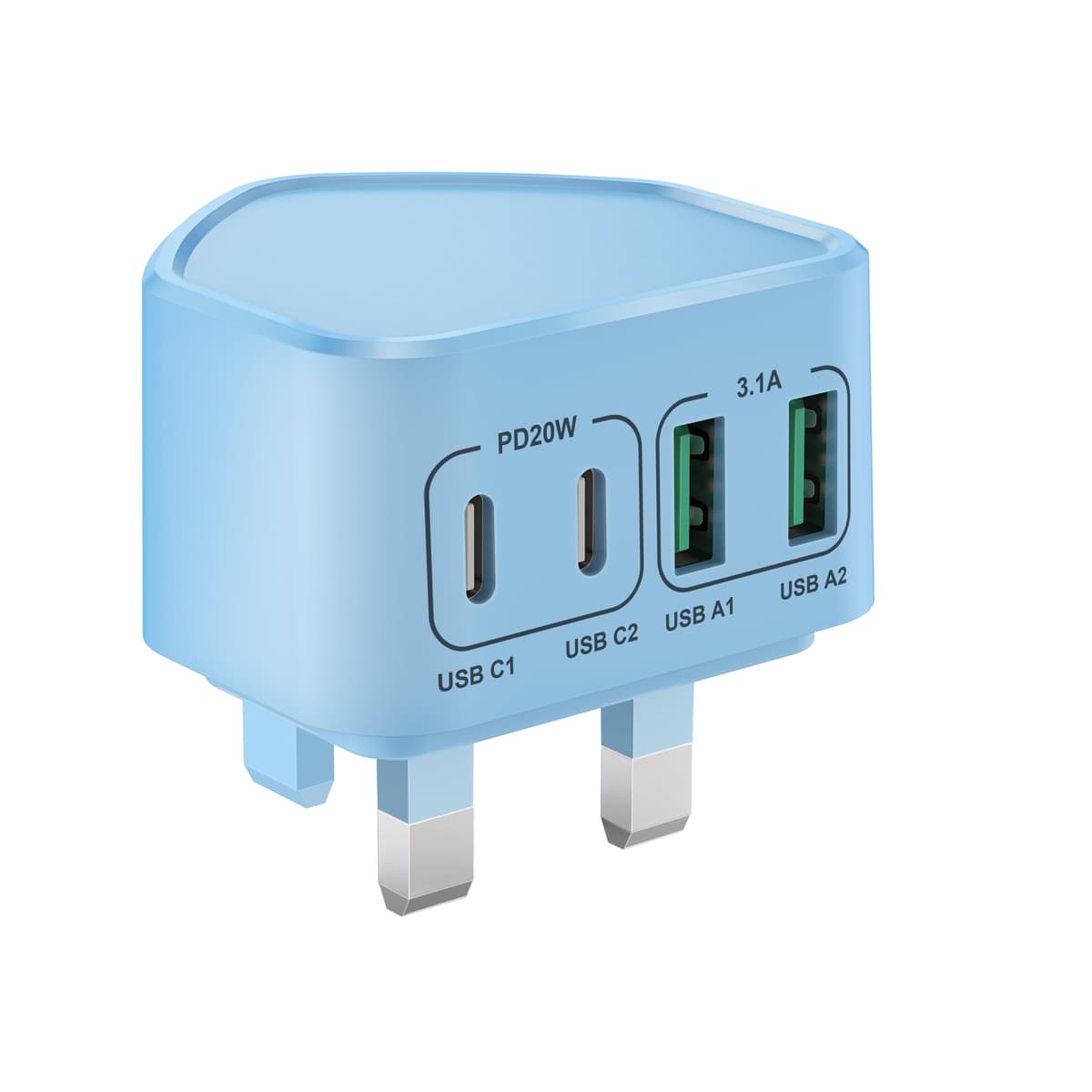 40W USB C Plug Fast Charge, UK 4-Port Multi USB Charger Plug Fast Charging Head for iPhone 16 15 14 13 12 11 Pro Max SE XS XR Plus, iPad, Samsung Galaxy,Dual Port USBC Power Adaptor Type C Wall Head — view 8