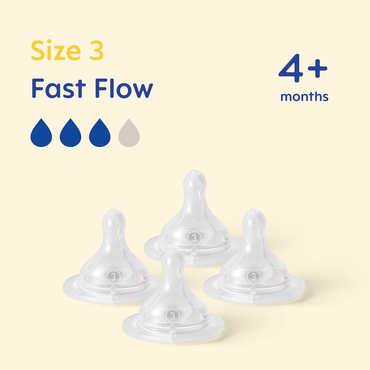 MAM Teats Size 3 | 4 Pack | Fast Flow | Suitable from 4+ Months | Fits All MAM Bottles | Made from SkinSoft Silicone | Baby Accessories — view 2
