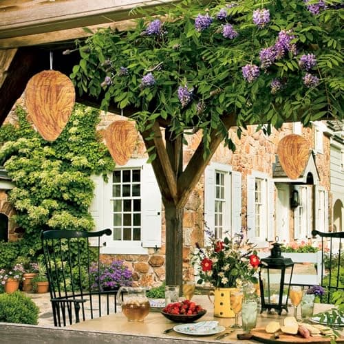 DECYOOL 4 Pack Paper Wasp Nest Decoy Hanging Wasp Nest Stay Away from Wasps Hornets Yellow Jackets(Orange) — view 5