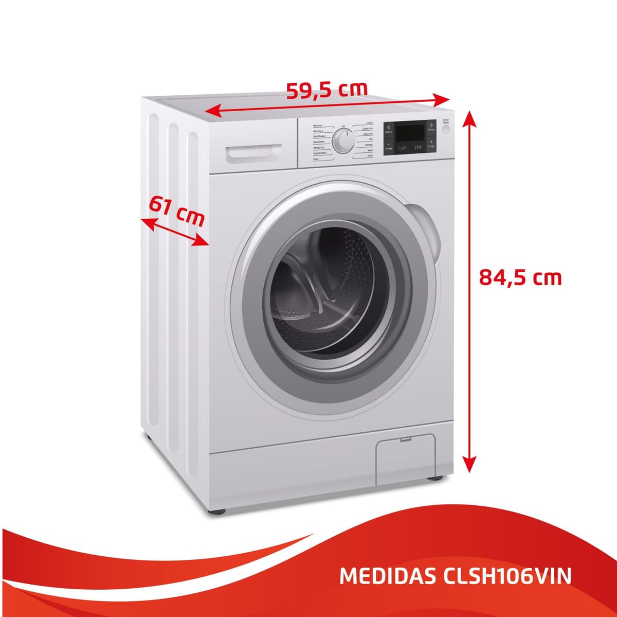 Corberó - Lavadora Secadora Carga Frontal | CLSH106VIN | 10 Kg | Lavado, 6 Kg Secado | 1400 RPM | 15 Programas | Inverter | Lavadora Jet | Vapor | Inicio Diferido | ECOlogic | Puerta XXL | Blanco — view 3