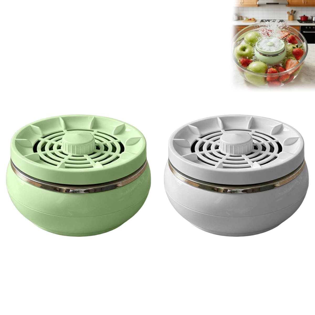 Fruit and Vegetable Washing small Portable Household Machine Food Purifier Waterproof Portable Long-Lasting Multifunctional Washer for Home Kitchen Cooking Grain Rice Seafood (White-1PC) — view 4