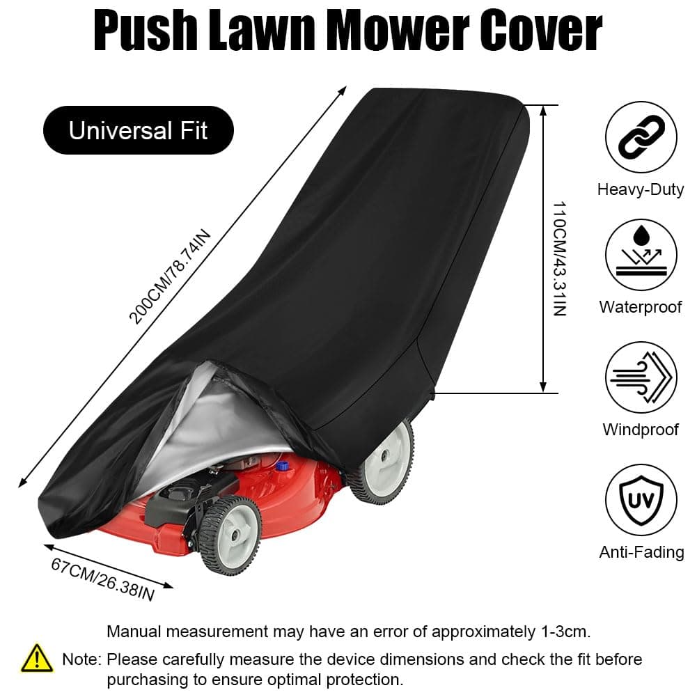 AOOWU Lawn Mower Covers Waterproof for Outside Storage, 191x110x67CM Anti-UV Protector Universal Lawn Mower Covers, Outdoor Weatherproof Lawn Mower Storage Cover with Drawstrings and Storage Bag — view 2