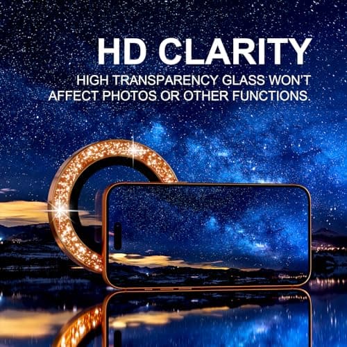 Choiche Compatible for iPhone 17 Pro/iPhone 17 Pro Max Camera Lens Protector Bling, 9H Tempered Glass Camera Cover Screen Protector Metal Ring Decoration Accessories (Glitter-Orange) — view 5