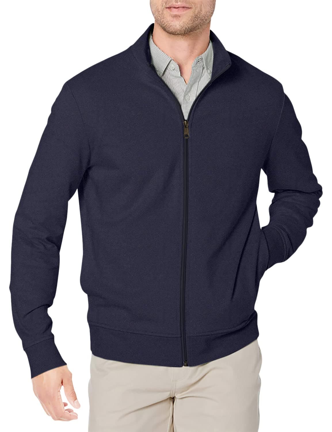 Amazon Essentials Sudadera Ligera de Felpa con Cremallera Completa y Cuello Perkins Hombre