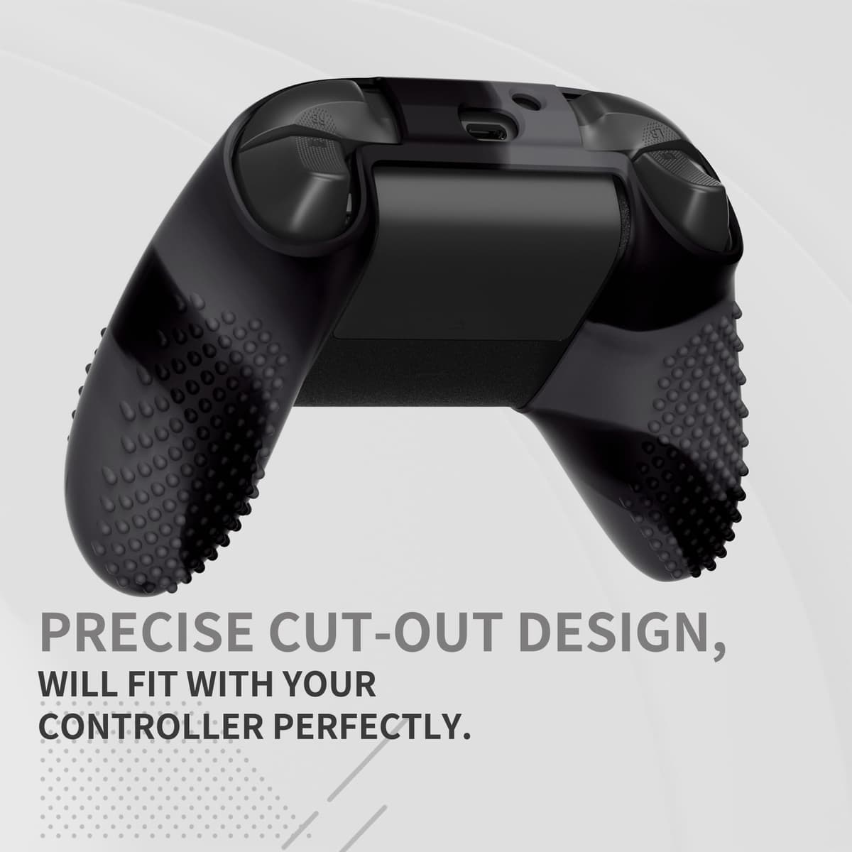 eXtremeRate PlayVital Funda de Silicona para Xbox Series X/S, Carcasa Antideslizante con 6 Thumb Grips, Protector Ergonómico, Accesorios para Xbox Series X/S - 3D Tachonado (Oscuro Gris Negro) — view 3