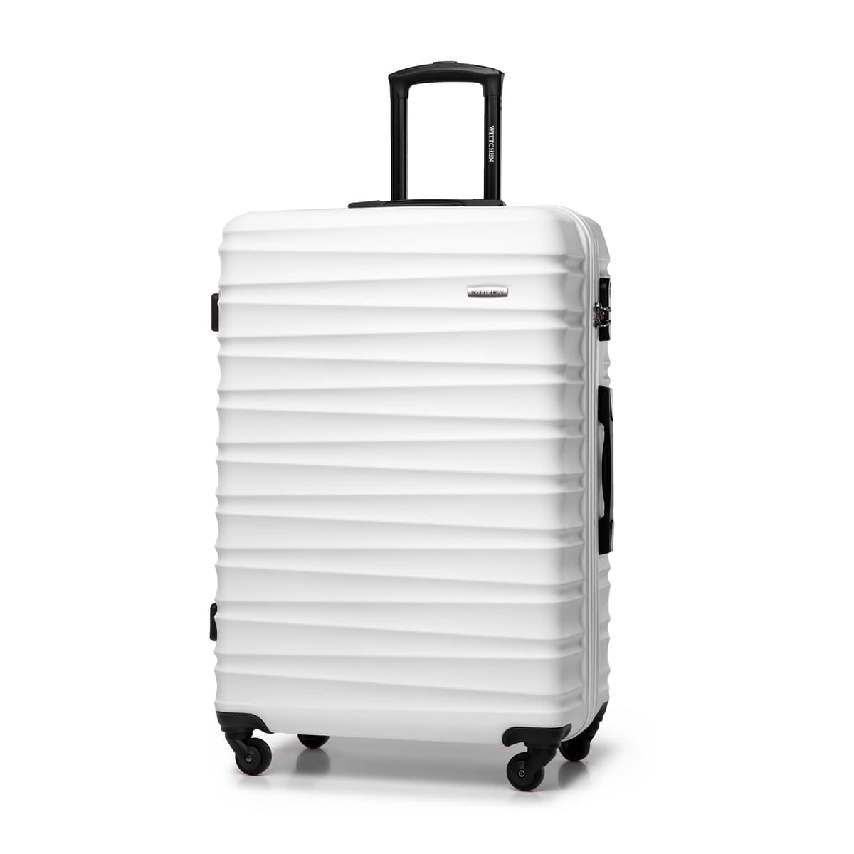 WITTCHEN Maleta Grande Trolley ABS rígido para facturación con 4 Ruedas giratorias Cerradura de combinación asa telescópica Groove Line Negro Ryanair/Vueling/Iberia/easyJet/Iberia Express — view 76