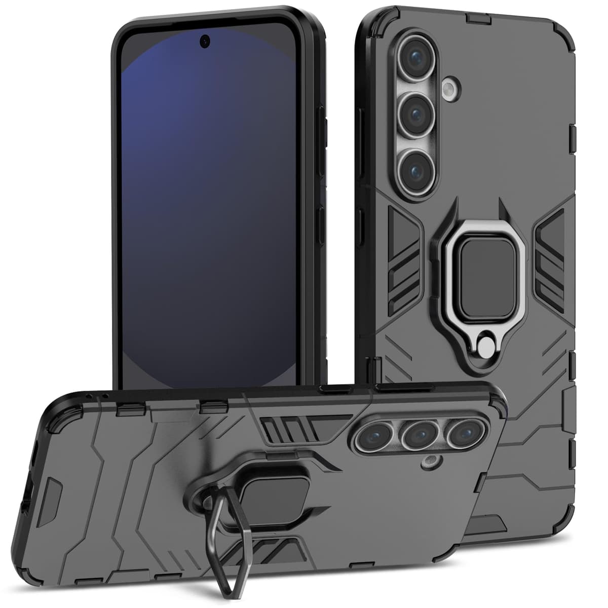Funda para CMF Phone 2 Pro, Carcasa Antigolpes con Soporte anular metálico, Case Protectora de Grado Militar, Negro — view 194