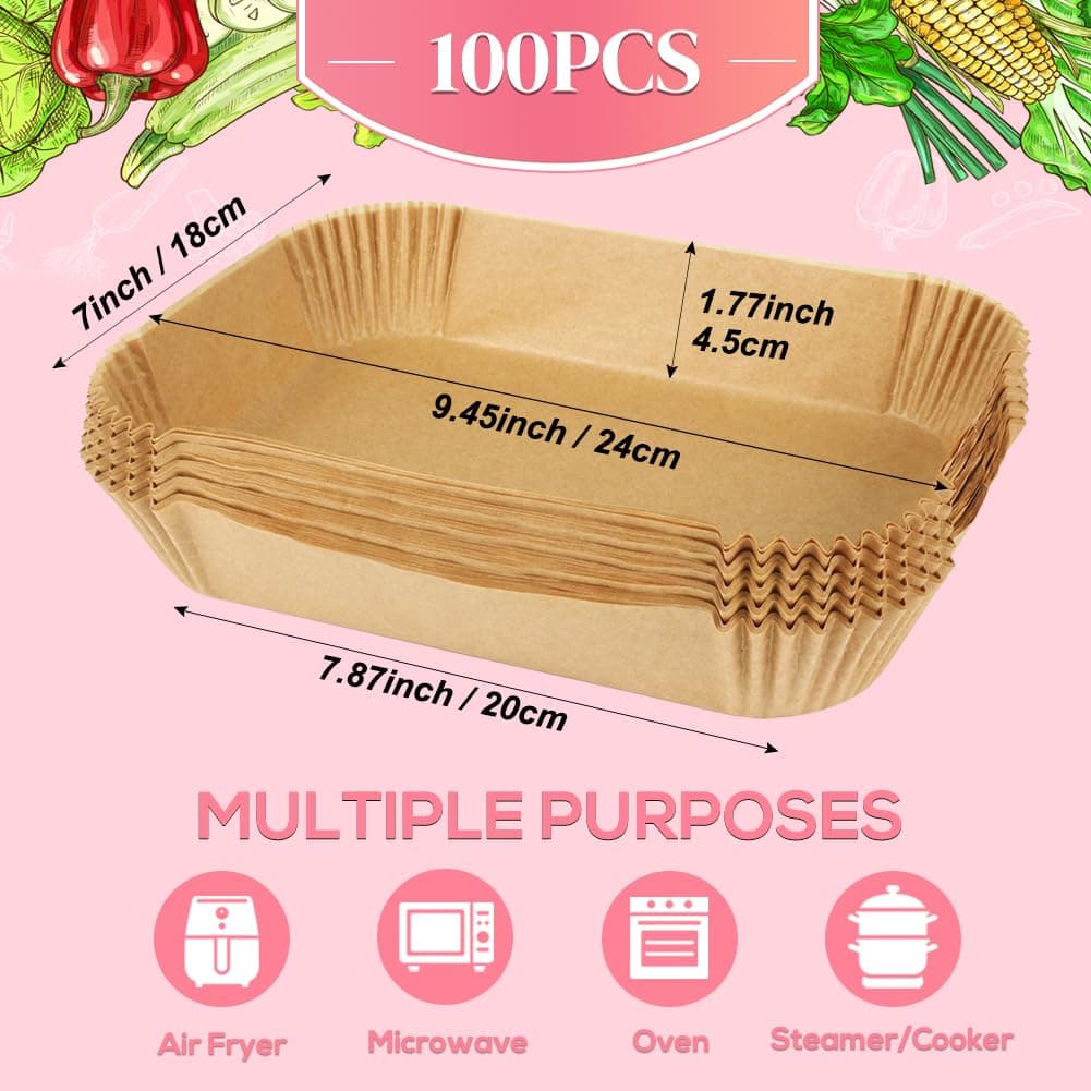 BYKITCHEN 100pcs Air Fryer Liners for Ninja Dual, Air Fryer AF300UK AF400UK Accessories, Disposable Parchment Paper Liner, Compatible with Ninja, Salter, Tower and Other Dual Zone Air Fryer — view 2
