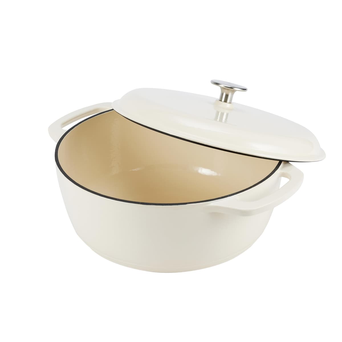 Amazon Basics Cazuela de hierro fundido esmaltado tipo «horno holandés», Redondo, 4.1 L, Blanco — view 2