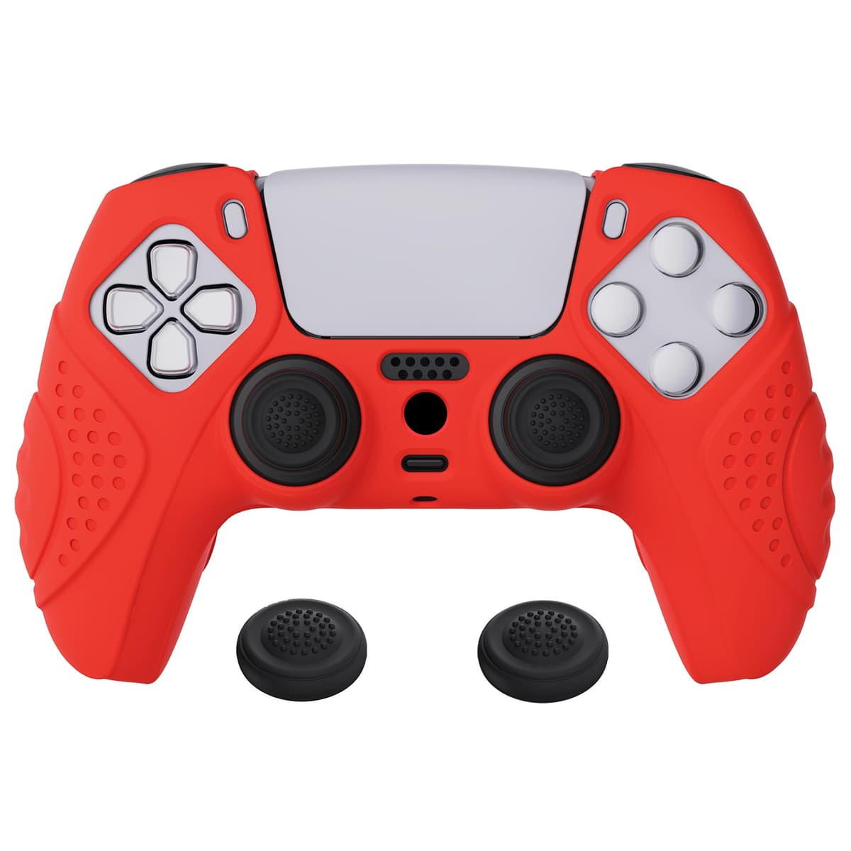 eXtremeRate PlayVital Guardian Edition Ergonomic Soft Anti-Slip Controller Silicone Case Cover for ps5, Rubber Protector Skins with Black Joystick Caps for ps5 Controller - Green & Black — view 18