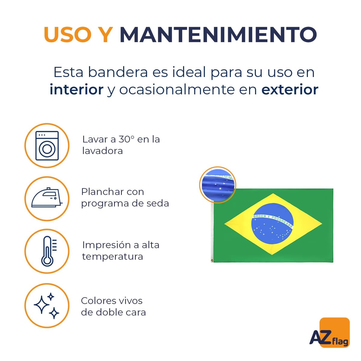 AZ FLAG - Bandera Brasil - 150x90 cm - Bandera Brasileña 100% Poliéster Con Ojales de Metal integrados - 110g — view 6