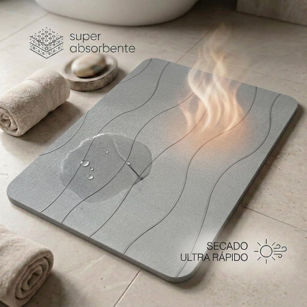 edihome, Alfombra Diatomita Baño, 40x60 cm, Alfombra de Piedra, Secado Rápido, Antideslizante, con Lija, Alfombrilla Rígida Absorbente, Antimoho, para Ducha y Baño (Gris Claro) — view 4