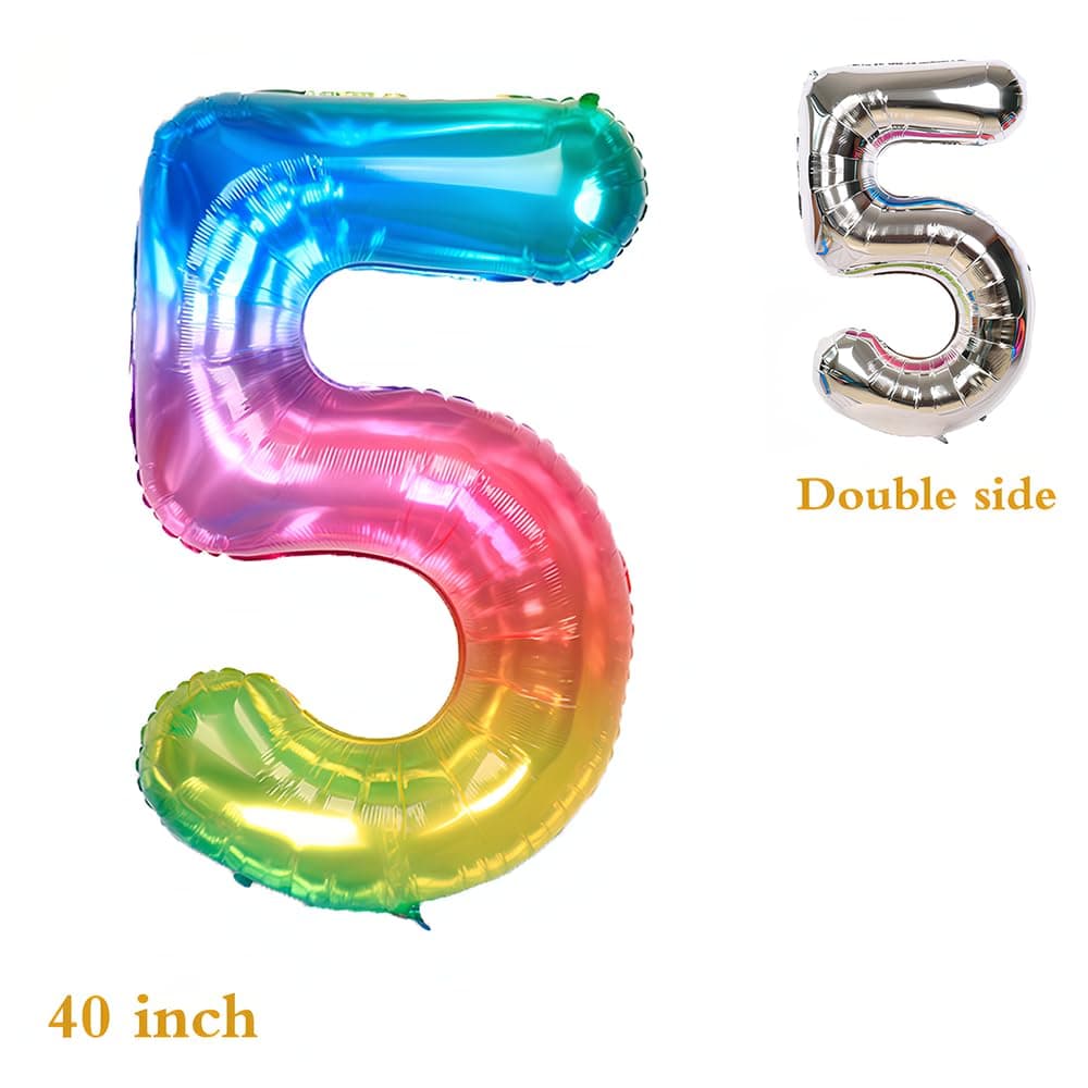 Foil Globo Número 5 Azul 40" (101cm), Inflable Helio o aire, Gigante Numeros 0-9, 10-19, 20-29, 30-100, Grande Globos Decoración para La Boda Aniversario y Cumpleaños Fiestas — view 442