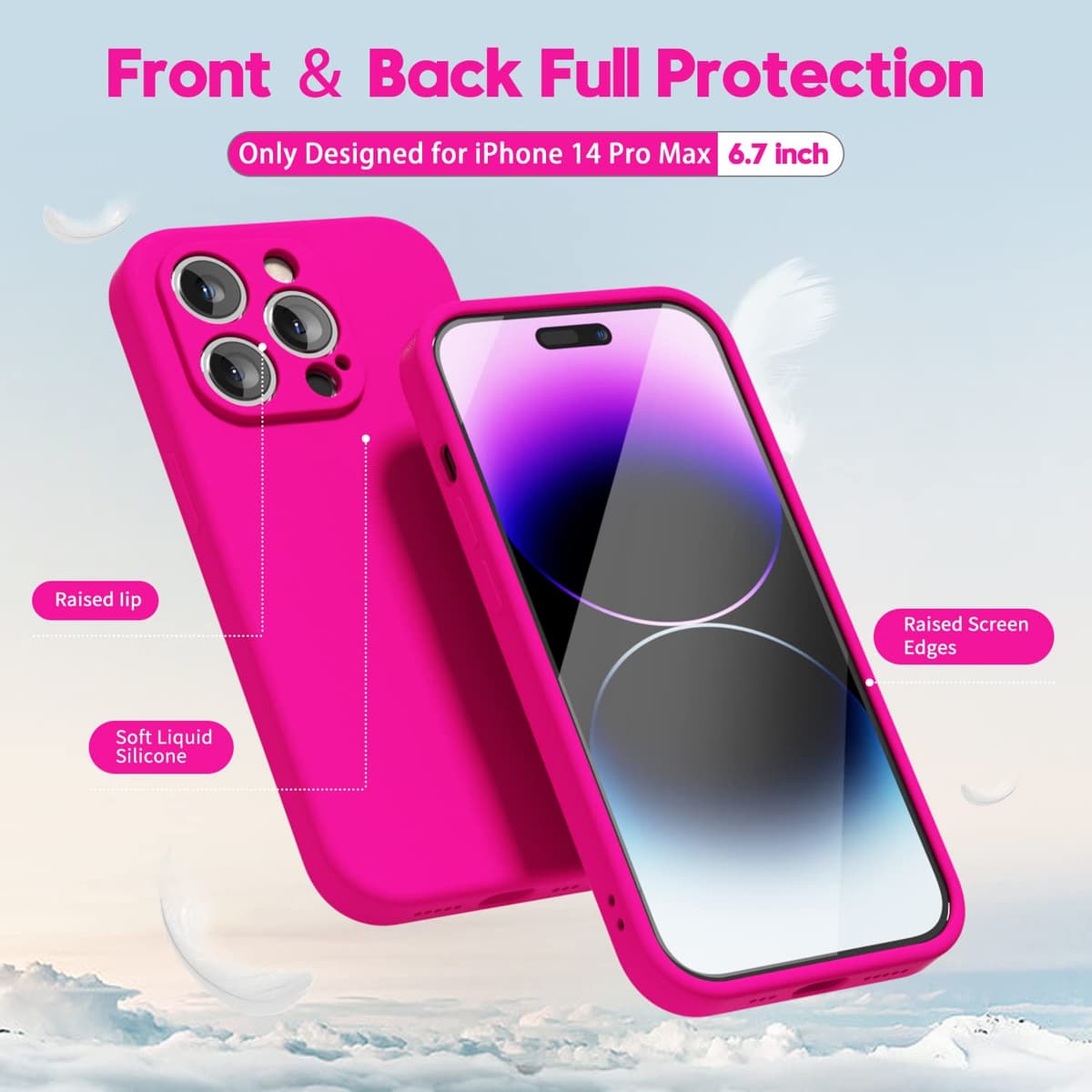 oakxco for iPhone 17 Pro Max Phone Case Liquid Silicone, Cute Thin Slim Grip Soft Rubber Gel for Women Men, Smooth Matte TPU Plain Solid Color Girly Simple Case with Camera Cover, Light Pink — view 467