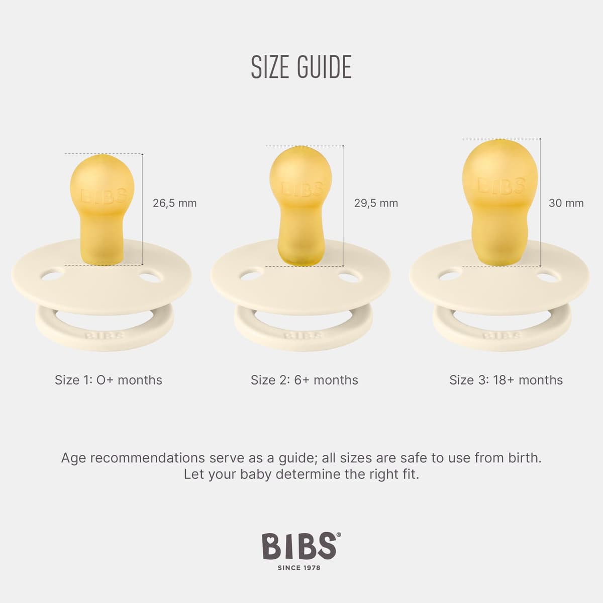 BIBS Colour Paquete de 2 chupetes. Libre de BPA, Tetina redonda. Látex natural, Talla 1 (0-6 meses), Ivory / Blush — view 2