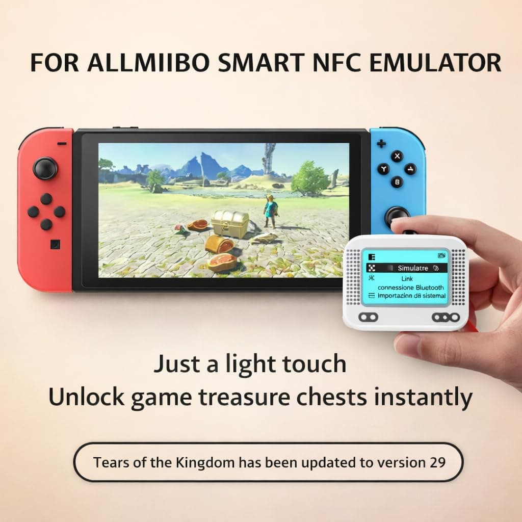 Allmiibo Smart NFC Emulator for Nintendo Switch & 3DS with 1.2" OLED Screen, 3000 NFC Storage, 50+ Game Support, Rechargeable — view 3
