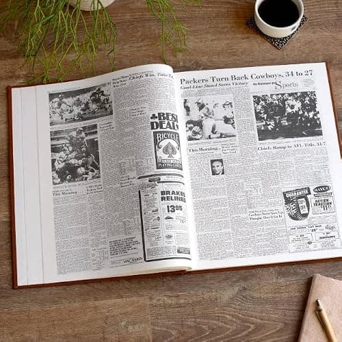 Signature gifts Personalized Football History Book - Kansas City Sports Fan Gift - A Pro Football History Told Through Newspaper Archive Coverage - Add a Name Gold Foil Embossed for Free (Chiefs) — view 3