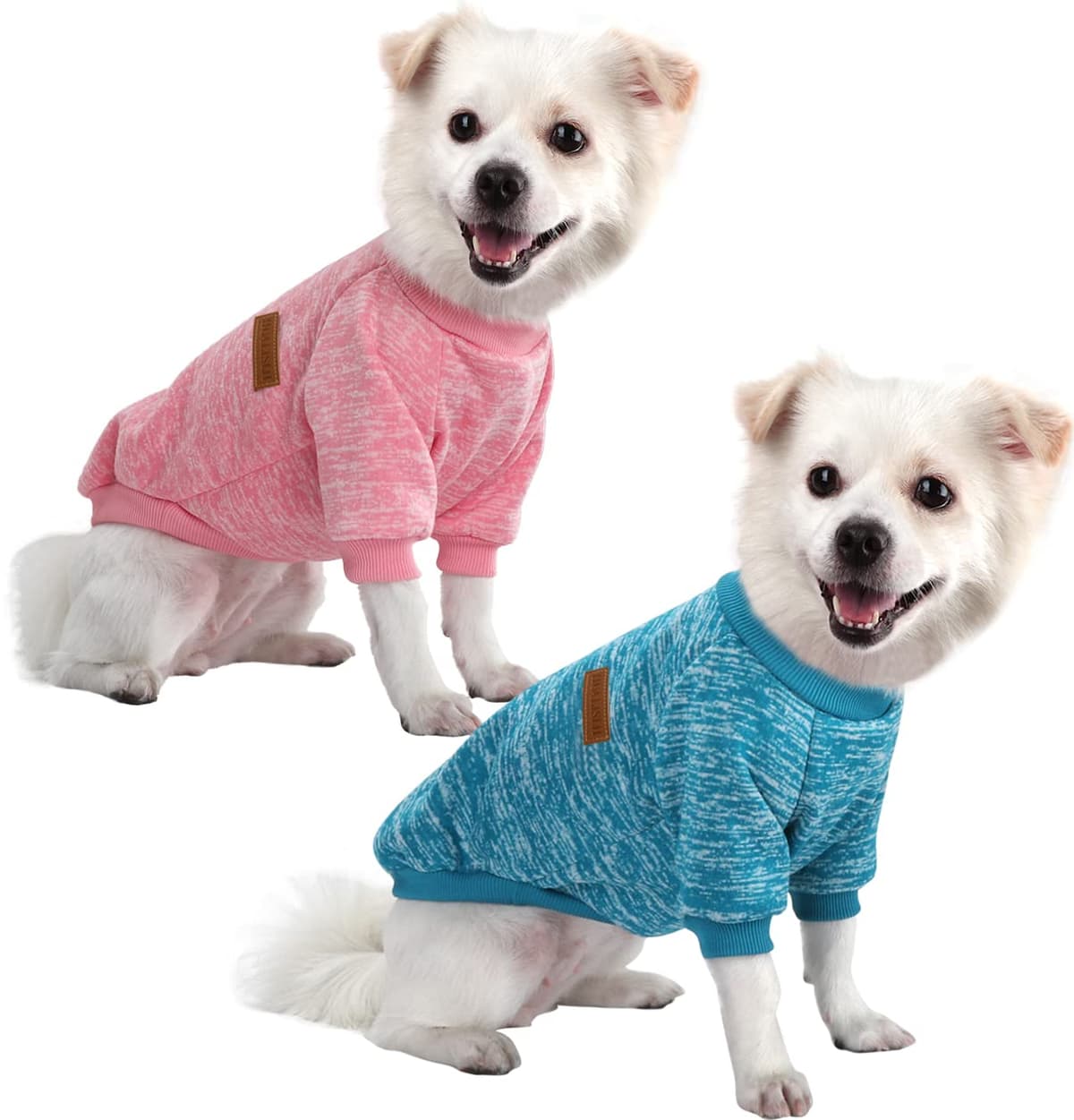 Dog Jumper Medium Chihuahua Jumper Christmas Sweater Fleece Inside Soft Cozy, Colour Vibrant Easy to Take On and Off (Pink+Grey, M) — view 35
