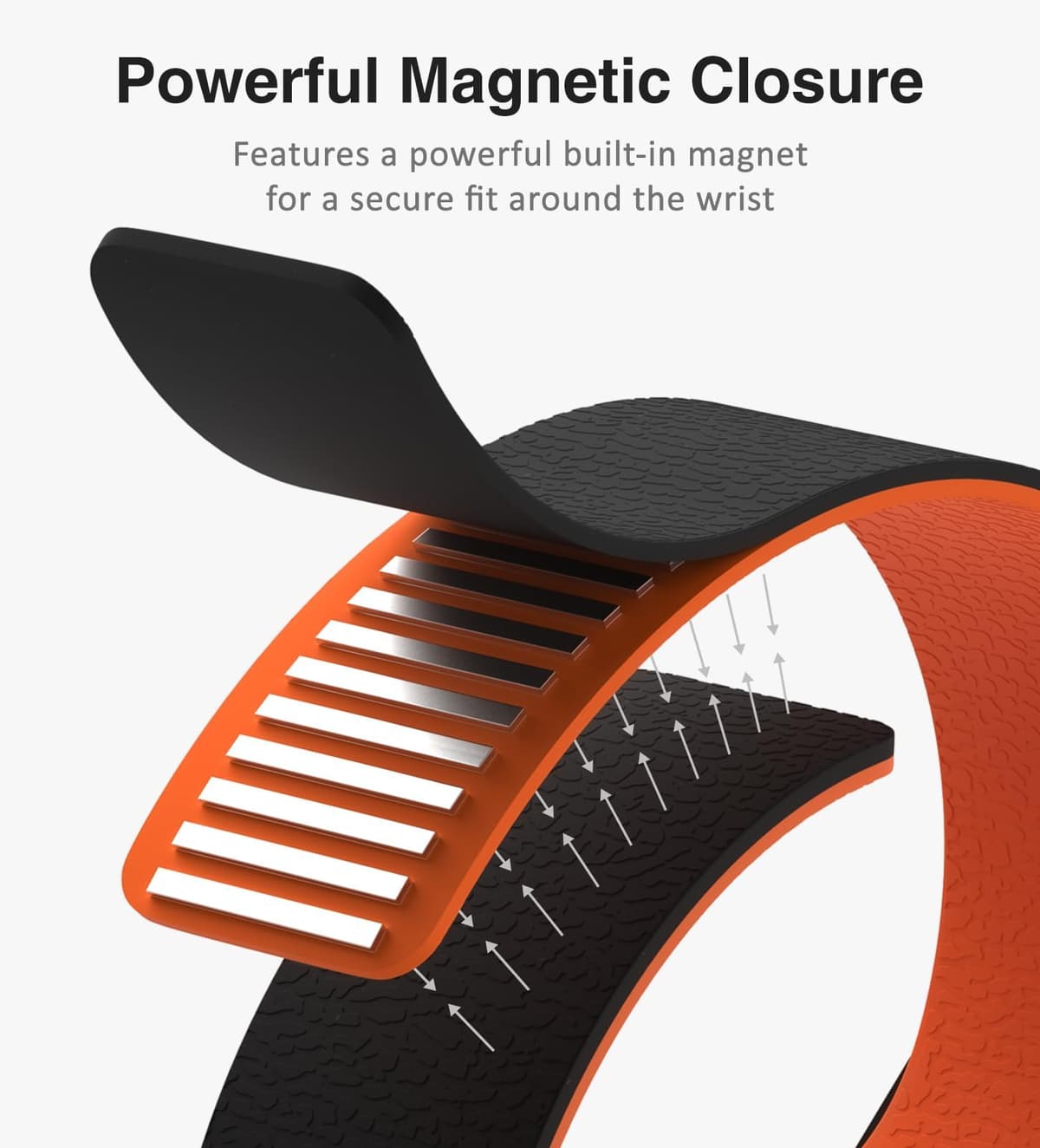 Nereides Compatible with Apple Watch Straps 46mm 45mm 44mm 49mm, Soft Magnetic Silicone Replacement Band for iWatch Series 11 10 9 8 7 6 5 4 SE SE2 SE3 Ultra 3/2/1 (Black+Orange) — view 4