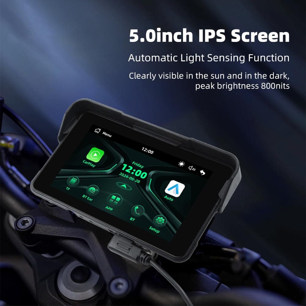 MYJDML Carplay Moto para Kawasaki ZZR 1400 2006-2020, Pantalla Táctil 5" Impermeable IP67, Pantalla Carplay Inalámbrica para Motocicleta,A-No Tire Pressure — view 2