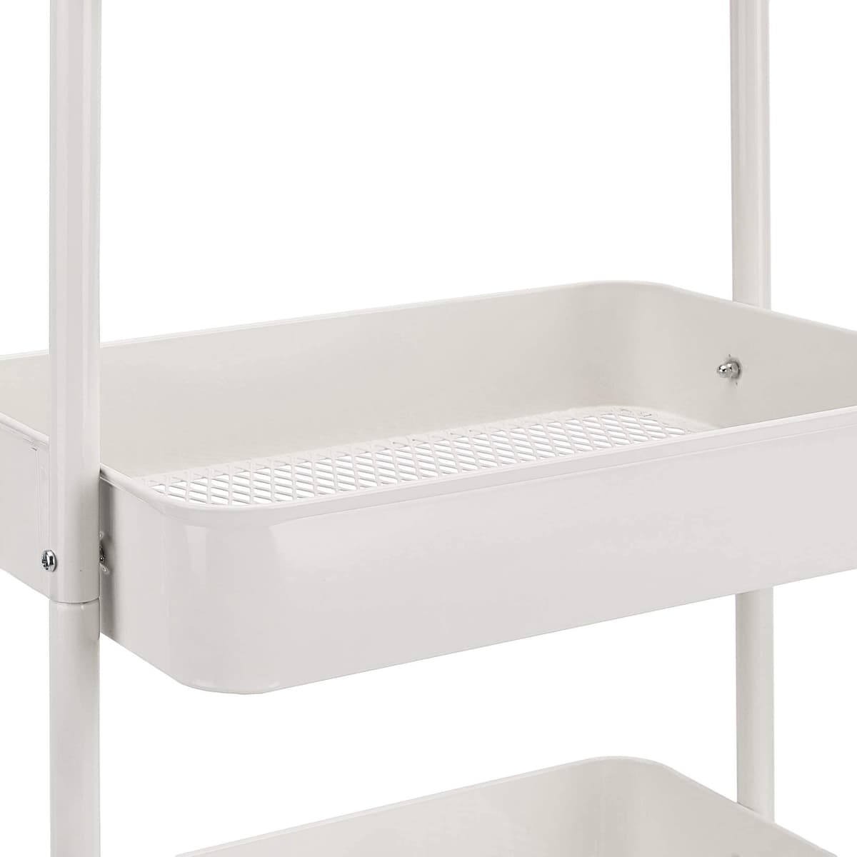 Amazon Basics Carrito de cocina o multiuso de tres niveles con ruedas en blanco — view 5
