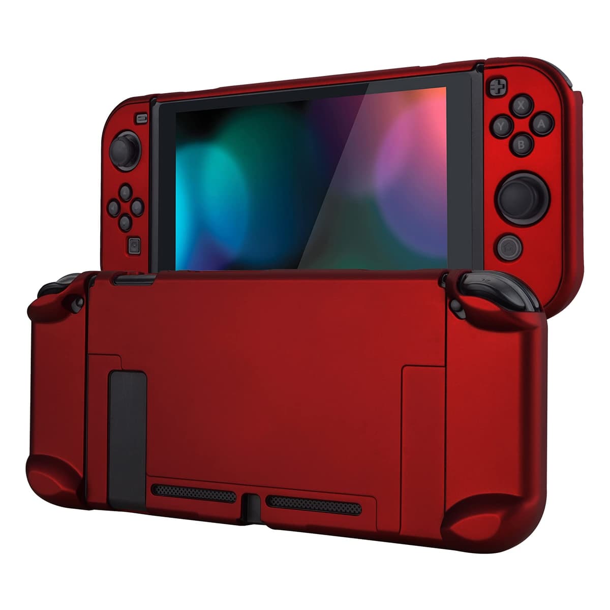 eXtremeRate PlayVital Funda Tacto Suave para Nintendo Switch Carcasa Dura Estuche Protector Separable de Joycons Protectora Dockable Cover Cáscara para Control Switch Joycon Consola(Rojo Escarlata)