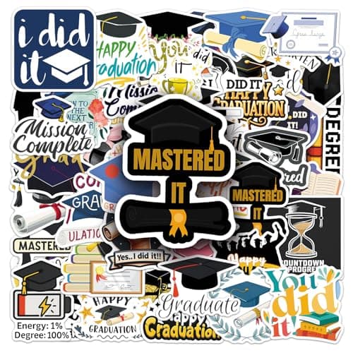 50PCS 2026 Graduation Stickers, Class of 2026 Stickers for Graduation Decorations Grad Cap Diploma Decals for Laptop, Skateboard, Phone Case, Luggage-Congrats Grad Decor for Teens, Adults, Boys, Girls — view 5
