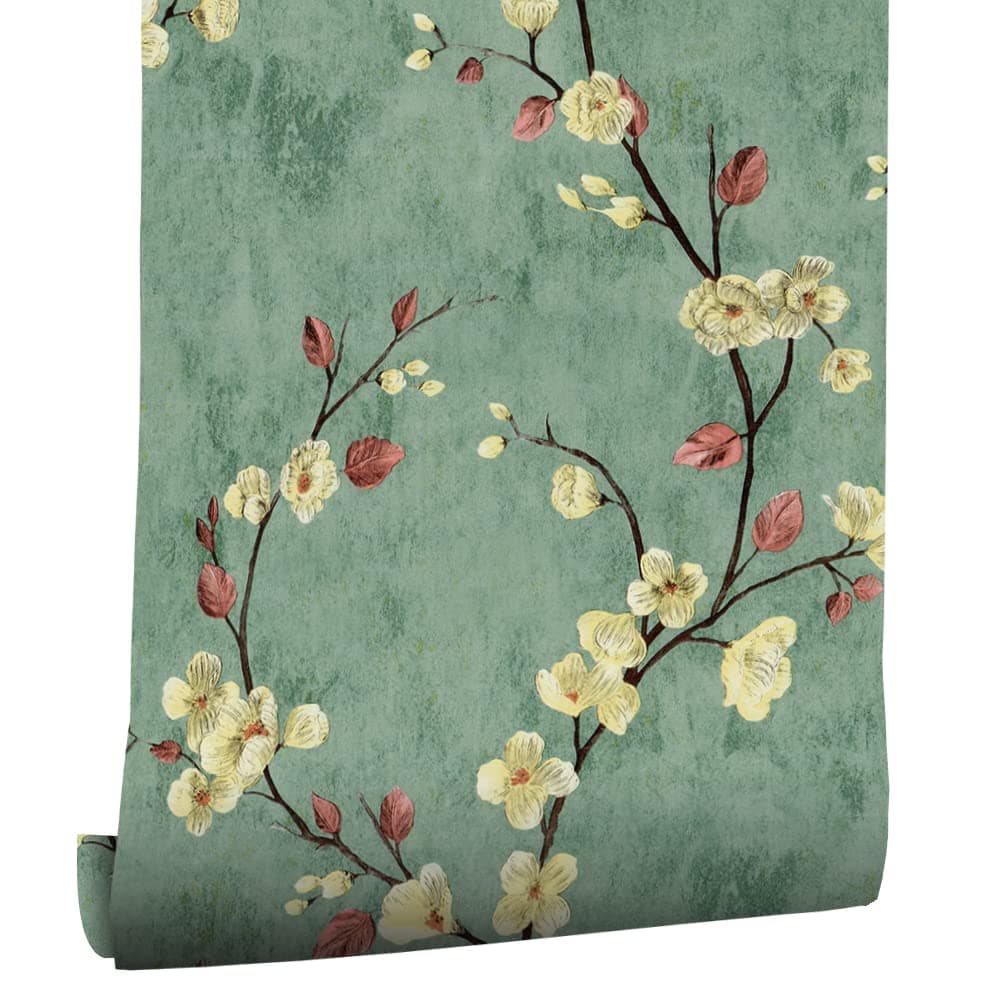 myforHD Papel Pintado Autoadhesivo Flores Papel de Pared Papel Adhesivo para Muebles Removible Impermeable Estilo Retro Vinilo PVC Pegatina Decorativos Pared Salon Papel Pared Dormitorio — view 10
