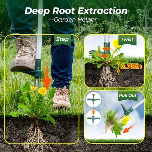 Walensee Weed Puller, Stand Up Weeder Hand Tool, Long Handle Garden Weeding Tool with 3 Claws, Hand Weed Hound Weed Puller for Dandelion, Standup Weed Root Pulling Tool and Picker, Grabber (1 Pack) — view 2