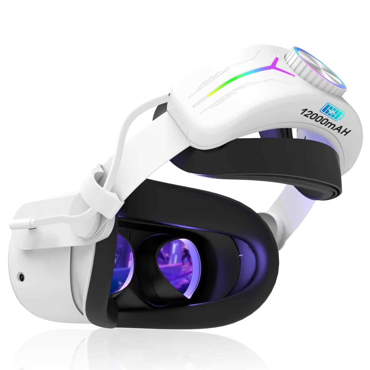Eyglo Correa RGB Compatible Con Quest 3S - Repuesto Para Correa Elite Con Batería de 12000 mAh - Mayor Comodidad y Soporte - Accesorios de Realidad Virtual - Prolonga el Tiempo de Juego