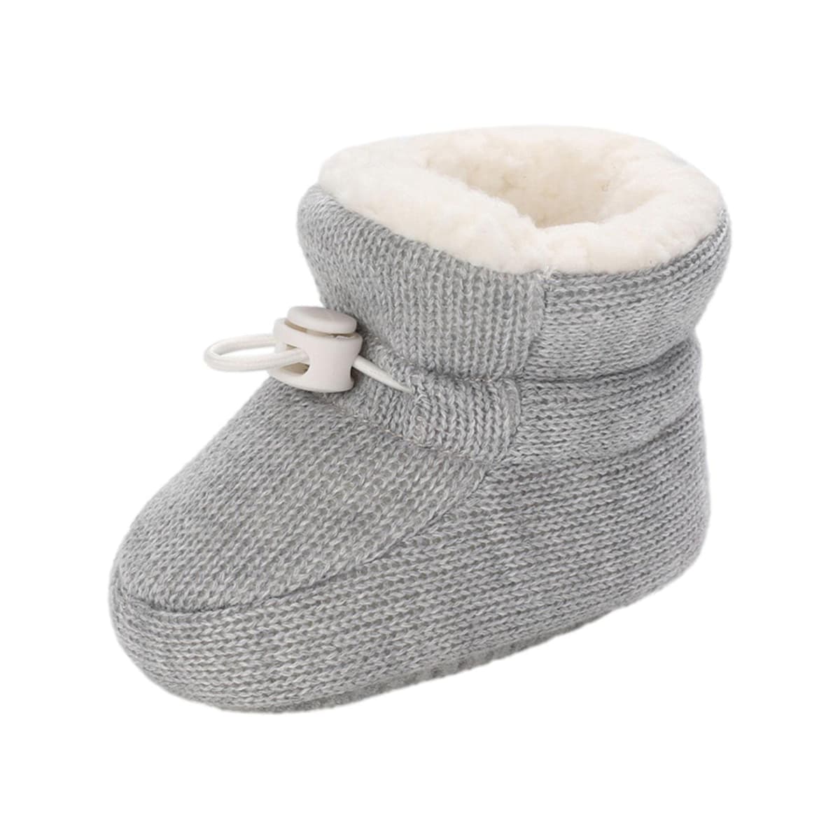 Baby Winter Warm Fleece Bootie, Newborn Non-Slip Soft Sole Winter Shoes Sock Shoes Cute Adjustable Crawling Shoes Prewalker Boots for Girls Boys Toddler 0-18 Months — view 2