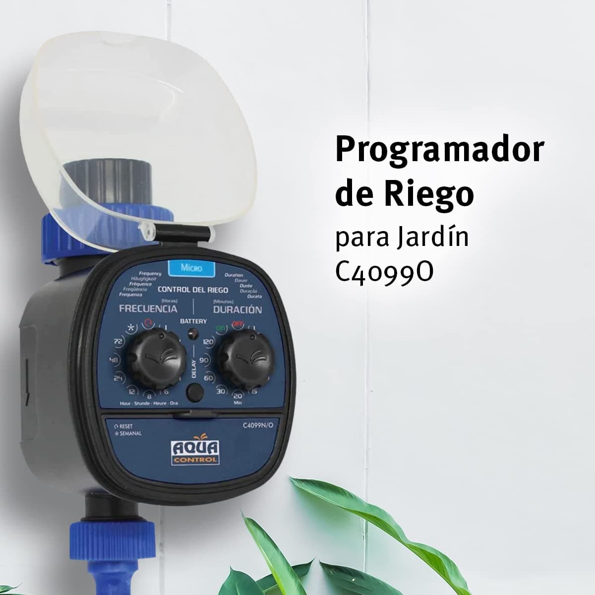Aqua Control C4099O Programador de Riego para Jardín, Para todo tipo de Grifos, Apertura a 0 Bar, Color Azul — view 2