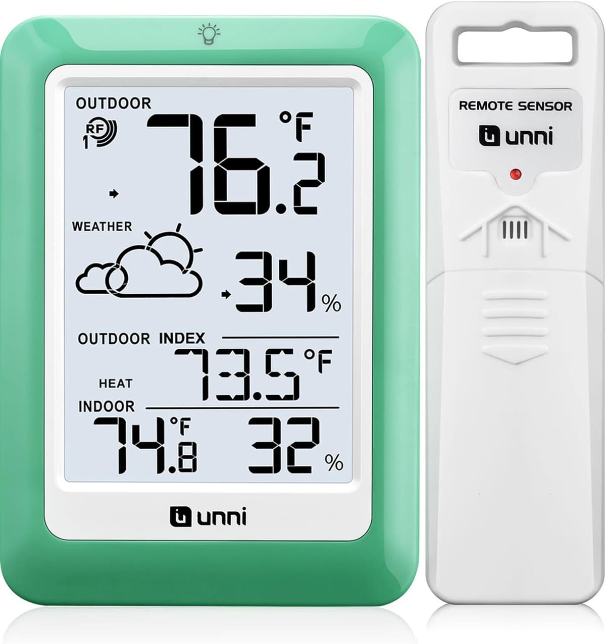 Termómetro inalámbrico para interiores y exteriores funciona con baterías, Sensor remoto de 100 m de alcance y pantalla con retroiluminación — view 8