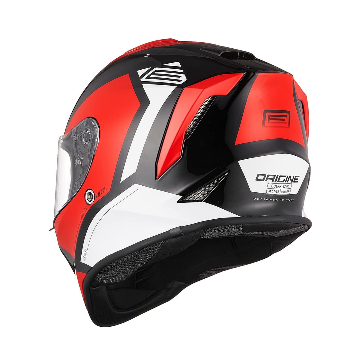 ORIGINE Casco Moto Integral con Visera para Adultos y Niños Homologado ECE (Bolt Gloss Red Black,L) — view 3